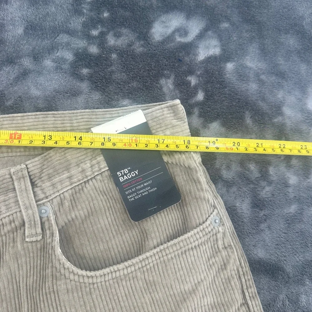 New‎ Levis 578 Baggy Corduroy Pants Mens 36x30 Grey Tan Wide Leg 100% Cotton NWT